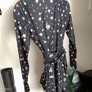 Black flower wrap dress